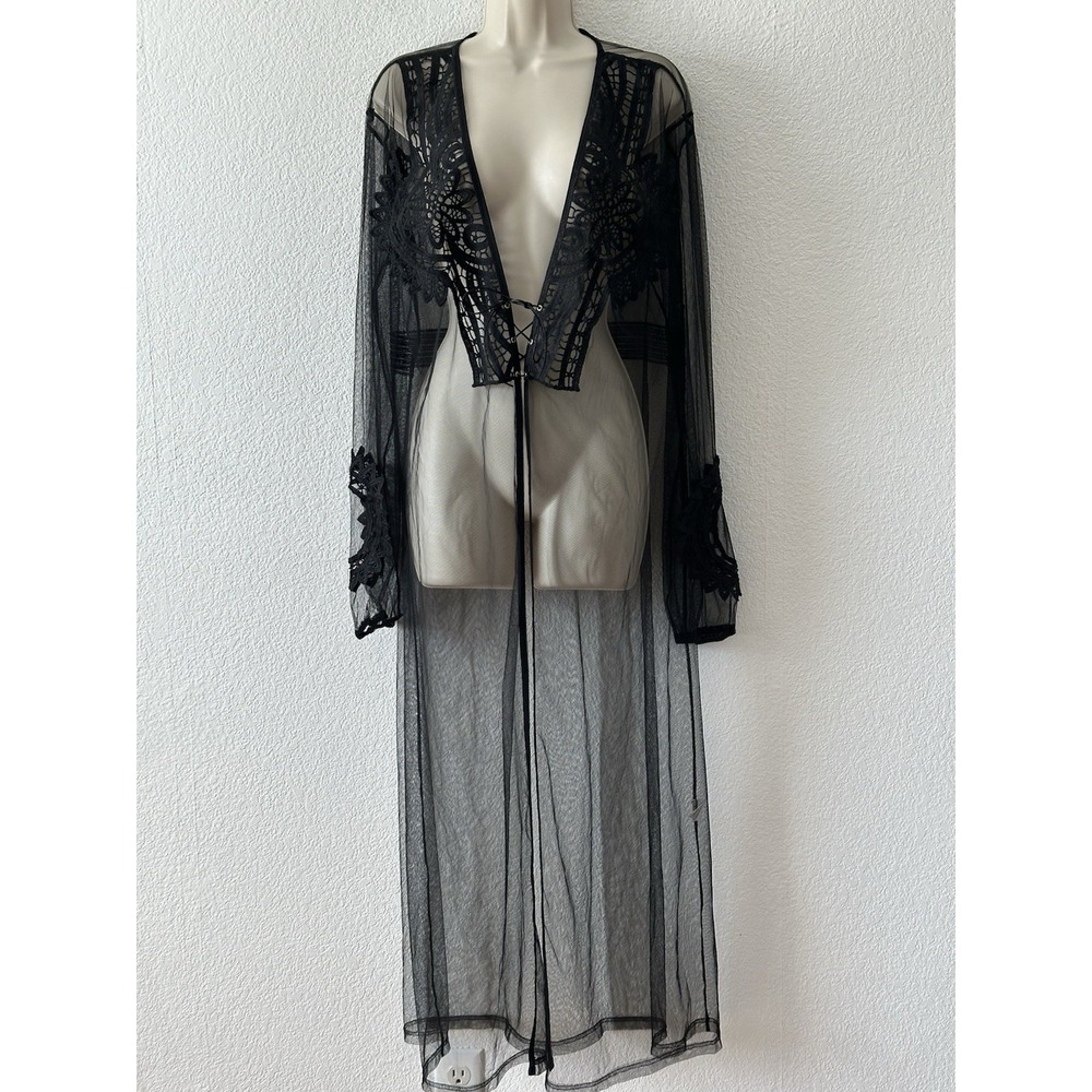 Love University Black Sheer Robe‎ Womens 2XL Whimsigoth Dark Romantic